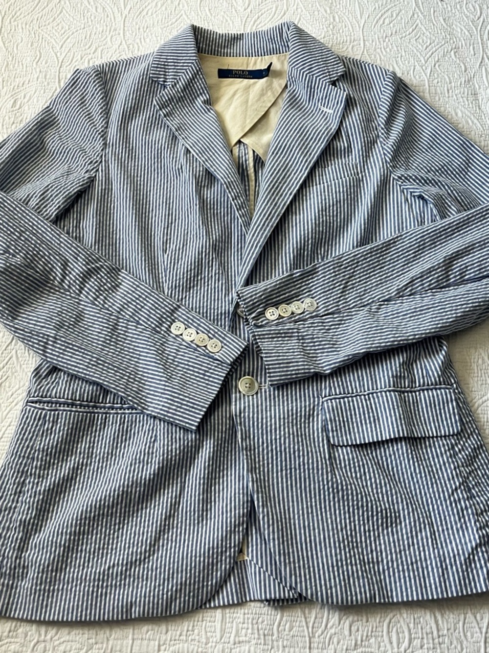 Polo by Ralph Lauren Women’s Blue & White Seersucker Blazer size 4